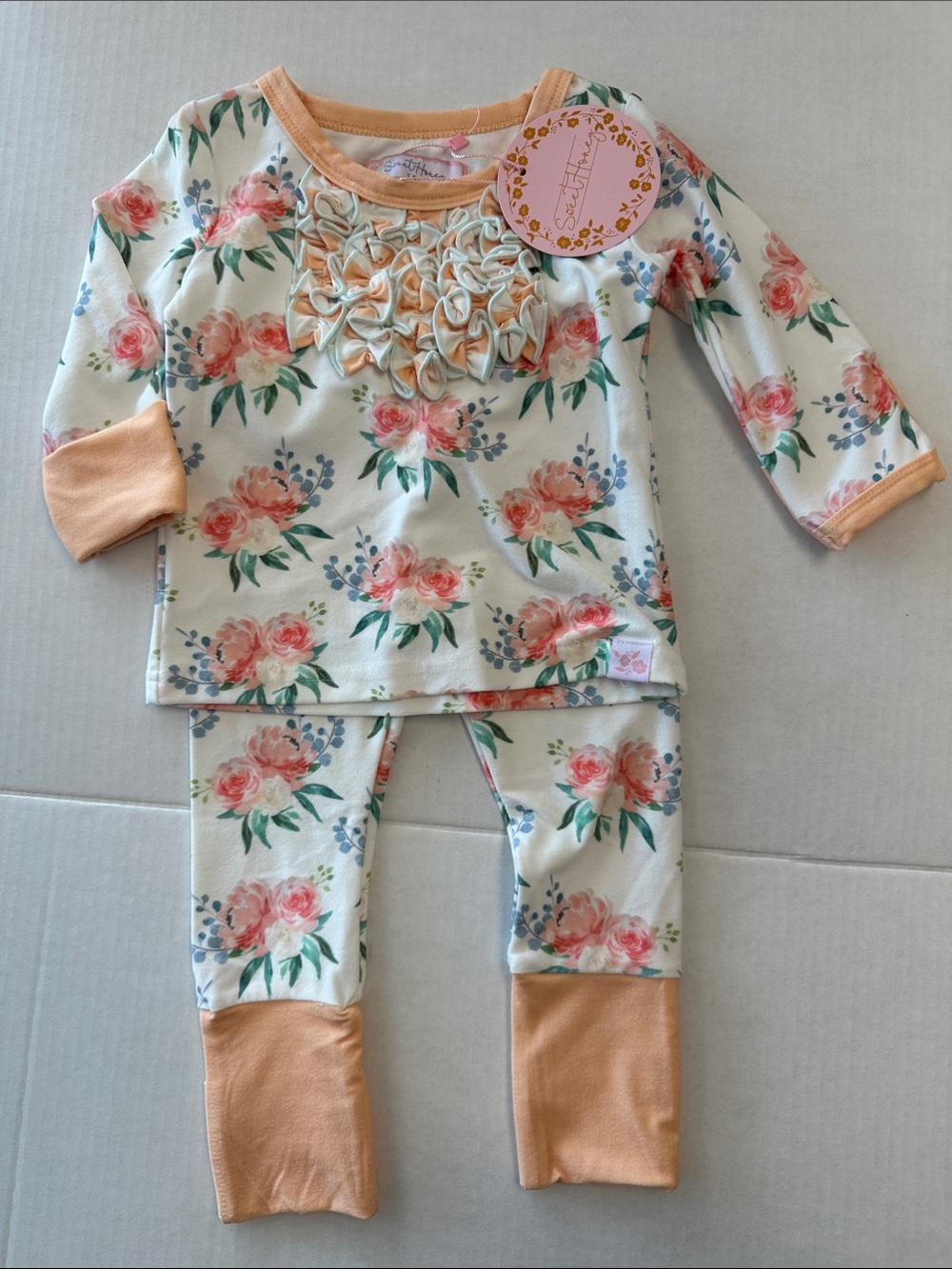 SweetHoney Ruffled Peach Pajamas NWT 12m